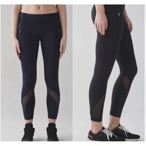Lululemon Inspire Tight II (Mesh) Heathered Black/ Grapefruit Sz6